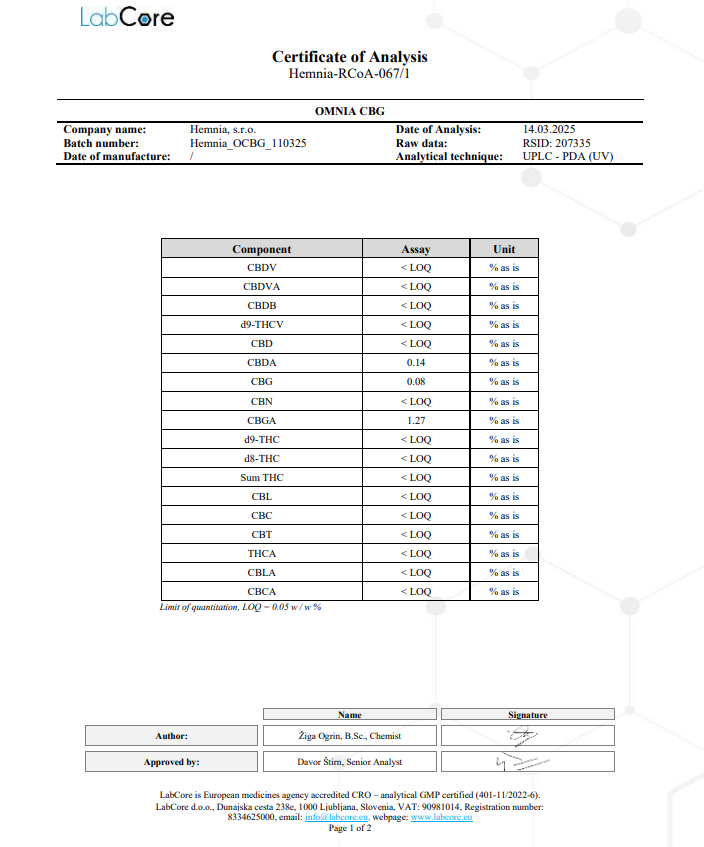 Hemnia OMNIA CBG – Hampete (50 g)