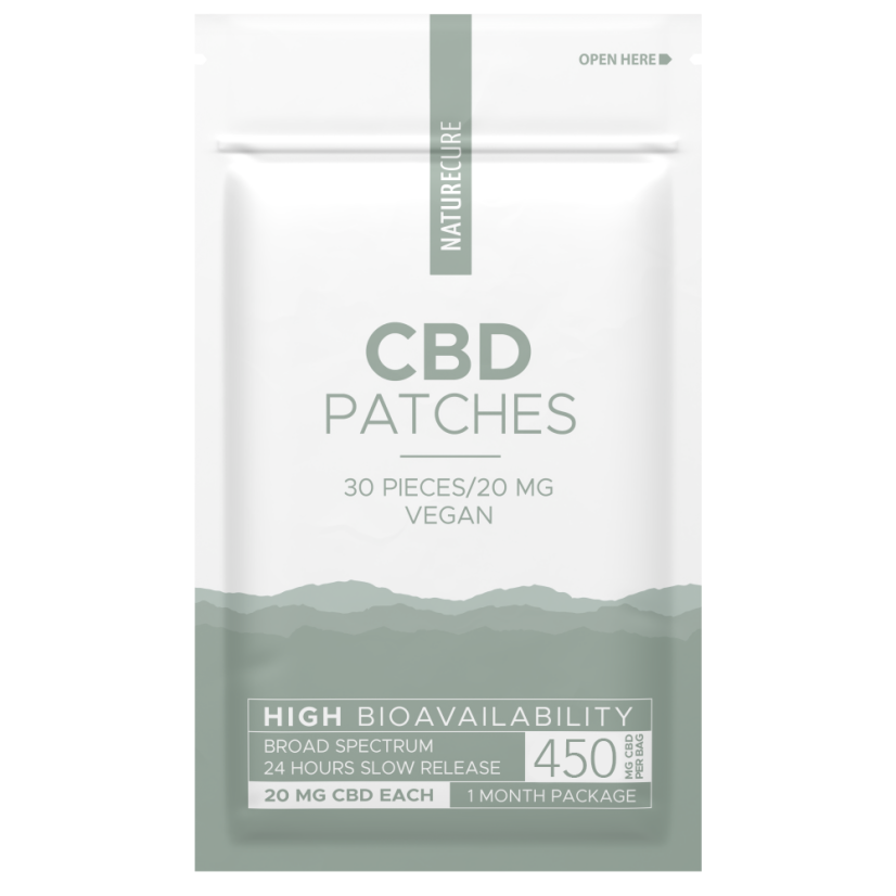 Nature Cure CBD-plastre - bredspektret, 450 mg CBD, 30 stk. x 15 mg